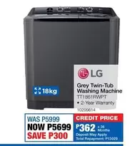 LG - Grey Twin-Tub Washing Machine TT1861RWPT