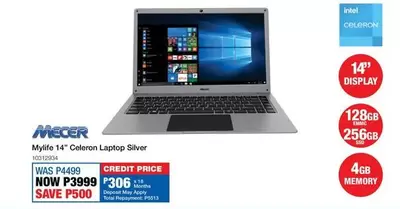 Mecer - Mylife 14" Celeron Laptop Silver 60312904