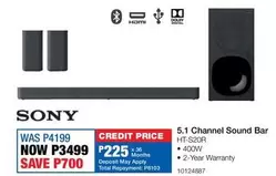 Sony - 5.1 Channel Sound Bar HT-S20R
