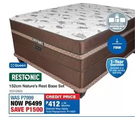 Restonic - 152cm Nature's Rest Base Set
