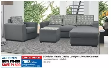 Total - 2-Division Natalia Chaise Lounge Suite with Ottoman