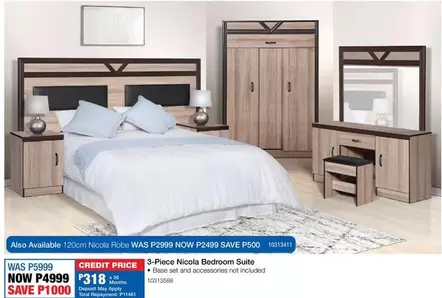 Total - 3-Piece Nicola Bedroom Suite