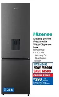 Hisense - Metallic Bottom Freezer with Water Dispenser Inox H370BIT-WD