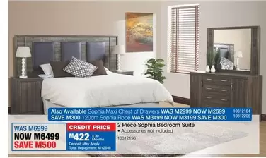 Total - 2 Piece Sophia Bedroom Suite