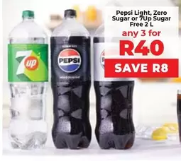pepsi - Pepsi Light, Zero Sugar or 7Up Sugar