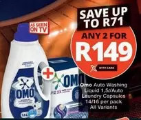Omo - Auto Washing Liquid 1,5l/Auto Laundry Capsules 14/16 per pack