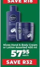 Nivea - Hand & Body Cream or Lotion