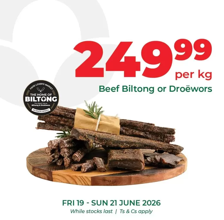 Food Lover's Market - Beef Biltong or Droëwors