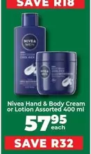 Nivea - Hand & Body Cream or Lotion