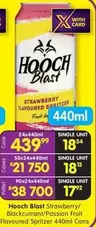 Hooch Blast Strawberry/Blockcurrant/Passion Fruit Flavoured Spritzer 440ml Cans