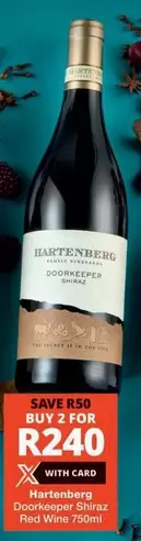 Hartenberg - Doorkeeper Shiraz Red Wine 750ml