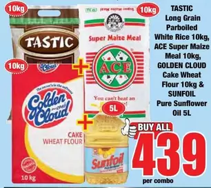 Tastic - Long Grain Parboiled White Rice, ACE Super Maize Meal, Cake Wheat Flour, Pure Sunflower Oil