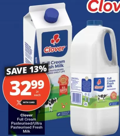Clover - Full Cream Pasteurised/Ultra Pasteurised Fresh Milk