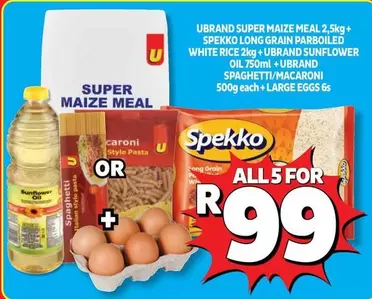 Spekko - SUPER MAIZE MEAL, LONG GRAIN PARBOILED WHITE RICE, SUNFLOWER OIL, SPAGHETTI/MACARONI, LARGE EGGS