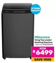 Hisense - 16 kg Top Loader Washing Machine