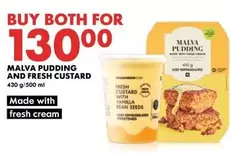 MALVA PUDDING AND FRESH CUSTARD