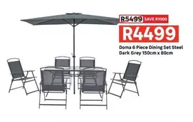 Doma 6 Piece Dining Set Steel Dark Grey
