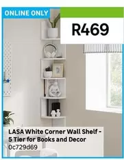 Lasa - White Corner Wall Shelf-5 Tier For Books And Decor