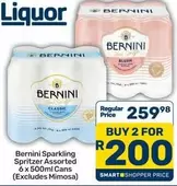 Bernini - Sparkling Spritzer Assorted 6 x 500ml Cans