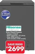 Hisense - Grey Chest Freezer H135CF