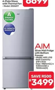 Aim - Silver Midi Fridge with Bottom Freezer