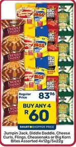 Jumpin Jack - , Diddle Daddle, Cheese Curls, Flinges, Cheesenaks or Big Korn Bites
