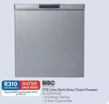 KIC - 279 Litre Dark Grey Chest Freezer KCG305GR