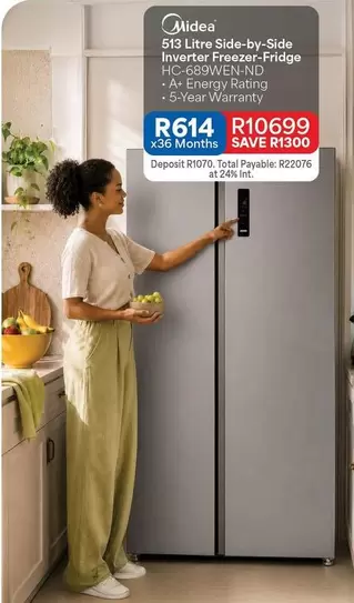 Total - 513 Litre Side-by-Side Inverter Freezer-Fridge HC-689WEN-ND