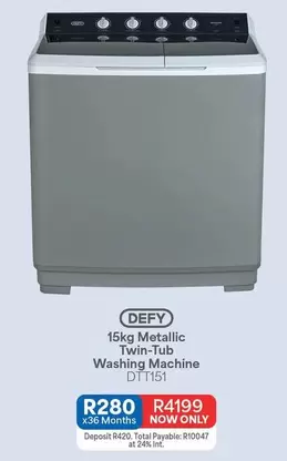 Defy - 15kg Metallic Twin-Tub Washing Machine DT1151