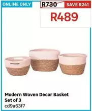Modern Woven Decor Basket Set Of 3 