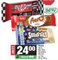 Aero Bar, Smarties, Kit Kat