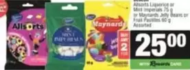 Allsorts Liquorice or Mint Imperials or Maynards Jelly Beans or Fruit Pastilles