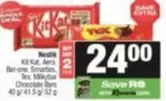 Nestlé - Kit Kat, Aero, Bar-one, Smarties, Tex, Milkybar Chocolate Bars