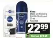 Nivea - Men's or Women's Roll On Deodorant
