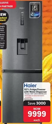 Haier - 327 L Fridge/Freezer with Water Dispenser