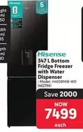 Hisense - 347 L Bottom Fridge Freezer with Water Dispenser (462798)