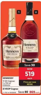 Hennessy - 1) VS Cognac 1 x 750 ml (1316525) and 2) VSOP Cognac 1 x 750 ml (808999)
