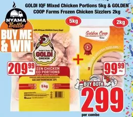 Goldi - GOLDI IQF Mixed Chicken Portions & GOLDEN COOP Farms Frozen Chicken Sizzlers