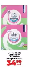 lil-lets - Thick Scented or Unscented Pantyliners 50s