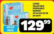 Lovies - DISPOSABLE NAPPIES 40/42/44/50/56 per pack
