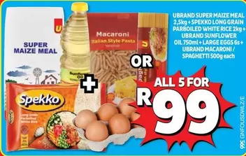 Spekko - SUPER MAIZE MEAL 2.5kg + SPEKKO WHITE RICE 2kg + UBRAND MACARONI / SPAGHETTI 500g
