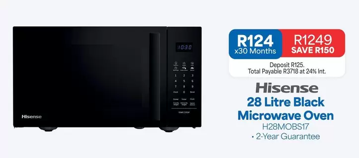 Hisense - 28 Litre Black Microwave Oven H28MOBS17