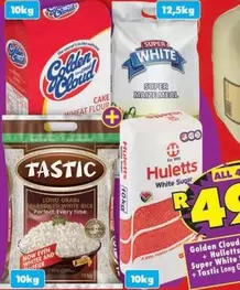 Super White - Golden Cloud Cake Wheat Flour, Super Maize Meal, Huletts White Sugar, Tastic Long Grain Enriched White Rice