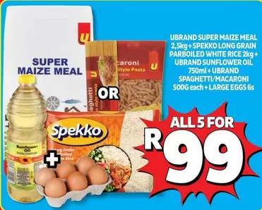 Spekko - SUPER MAIZE MEAL, LONG GRAIN PARBOILED WHITE Rice, SUNFLOWER OIL, SPAGHETTI/MACARONI, LARGE EGGS