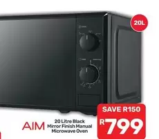 Aim - 20 Litre Black Mirror Finish Manual Microwave Oven