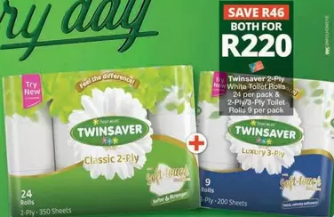 Twinsaver - White Toilet Rolls