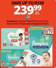 Pampers - Jumbo Pack/Premium Care Value Pack Disposable Nappies/Pants