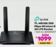 TP-LINK - TL-MR100 300 Mbps Wireless N 4G LTE Router