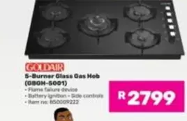 Goldair - 5-Burner Glass Gas Hob (08GH-5001)