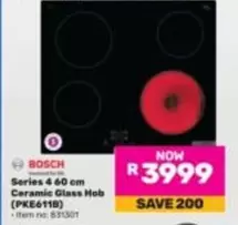 Bosch - Series 4 60 cm Ceramic Glass Hob (PKE611B)